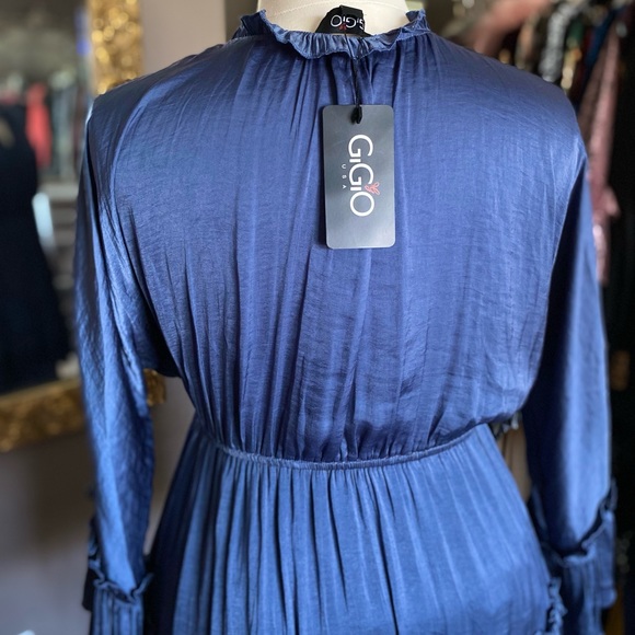 NWT!! Gigio blue tunic dress with ruffles. Elastic waist women’s size Large. - Picture 2 of 2